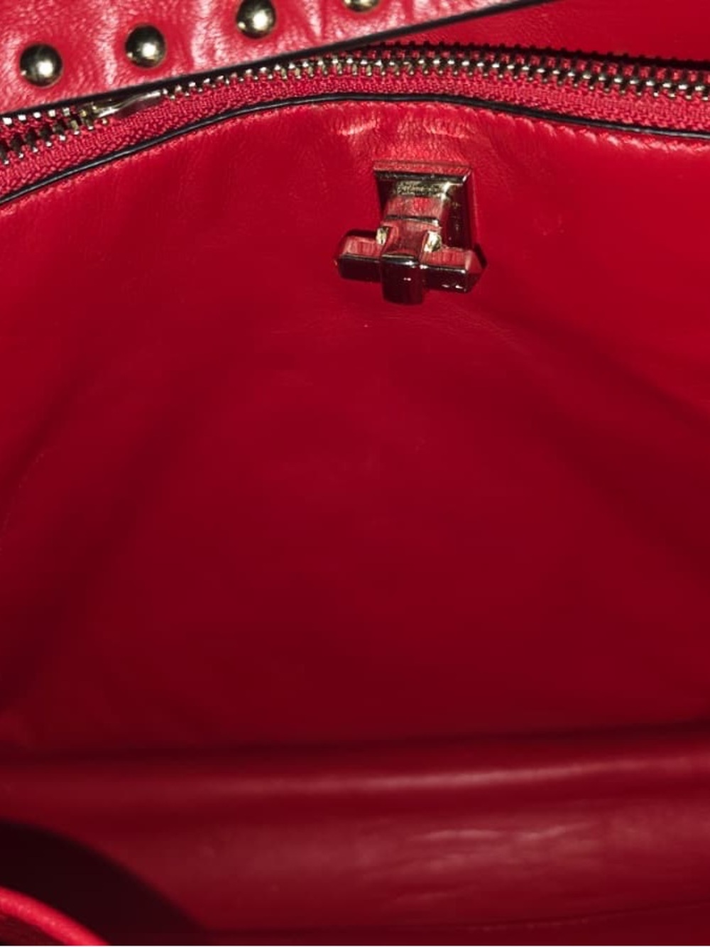 Valentino Garavani Large Rockstud Spike Red Leather Shoulder Bag - Picture 5 of 14